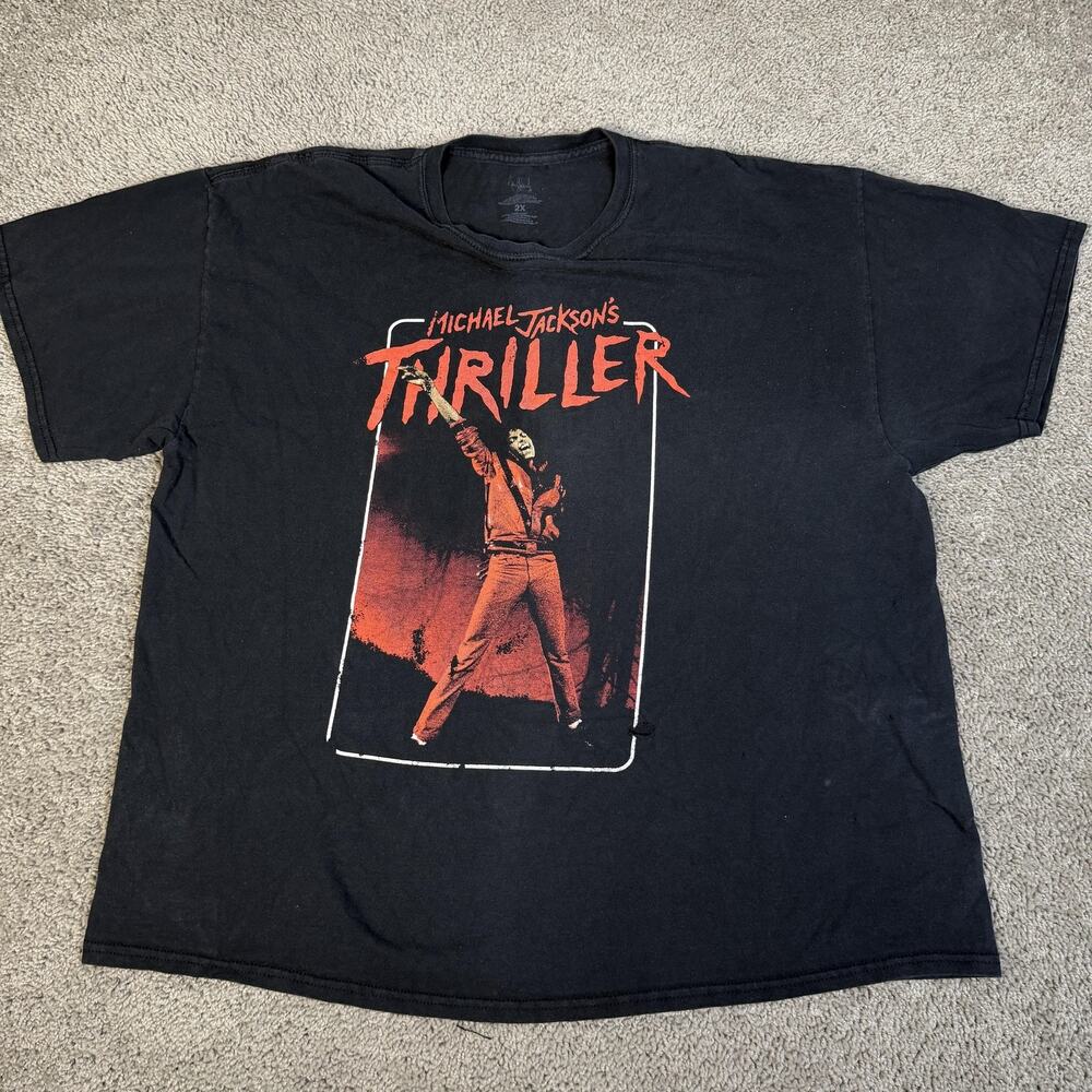 Michael Jackson Shirt Mens 2XL Black Thriller Graphic Crew Neck Tagless